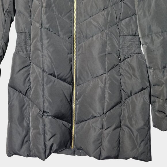 Cole Haan Signature Down & Feather Hooded Puffer Jacket Black M Winter Outerwear - Picture 2 of 11